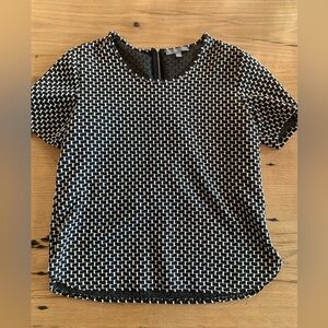 NY Collection Women’s‎ large Tunic Back Zip Short Sleeve Black Ivory Preloved